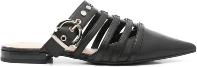 Pinko Zwarte puntige neus platte schoenen