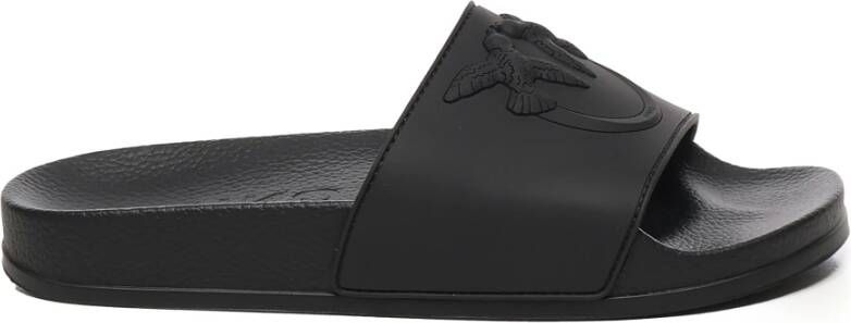 Pinko Zwarte rubberen sandalen met logoprint