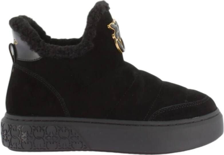 pinko Zwarte Suède Bootie Yoko 08 Black Dames