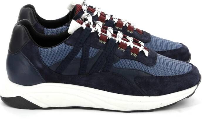 Piola Ica Lage Sneakers Leren Vetersluiting Blue Heren