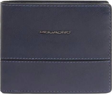Piquadro Men s leather wallet with flip up ID window coin pocket credit card slots and Rfid protection