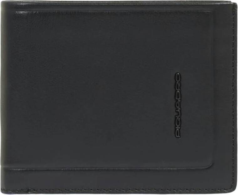 Piquadro Men s leather wallet with flip up ID window coin pocket credit card slots and Rfid protection