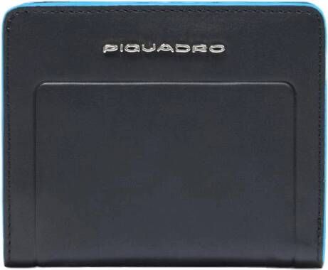 Piquadro Small size leather women s bifold wallet with coin pocket credit card slots and Rfid protection