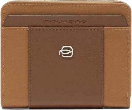 Piquadro Small size women s bifold wallet with coin pocket credit card slots and Rfid protection