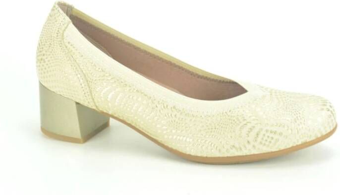 Pitillos Beige Goud Print Pump 3cm Yellow Dames