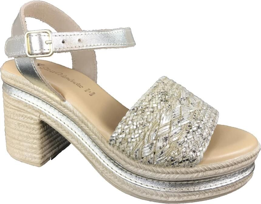 Pitillos 30210 platinum sandaal met blokhak & plateau Bonne Shoe