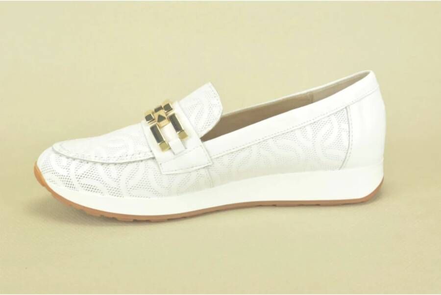 Pitillos Wit Print Moccassin +Gar. White Dames