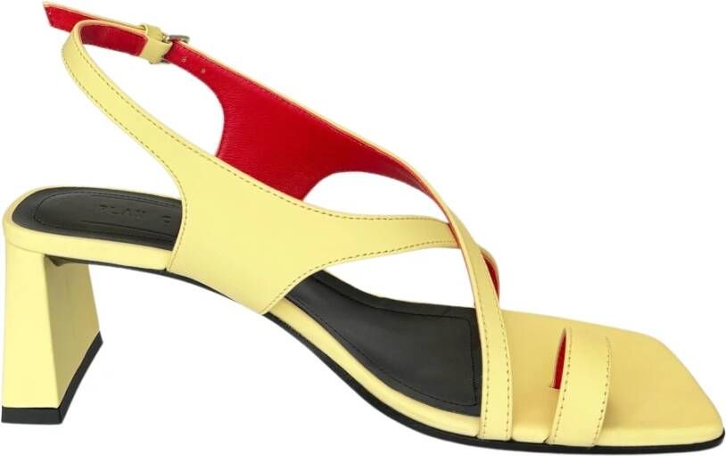 Plan C Italiaanse Crisscross Toe-Loop Slingback Sandalen Yellow Dames