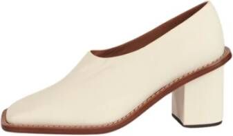 Plan C Witte Square Toe Decolletè met 8cm Hak White Dames