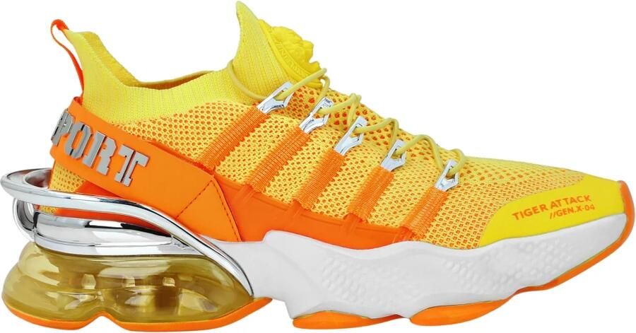 Plein Sport Sneakers laag 'Tiger Attack Gen. X.04' geel grijs oranje