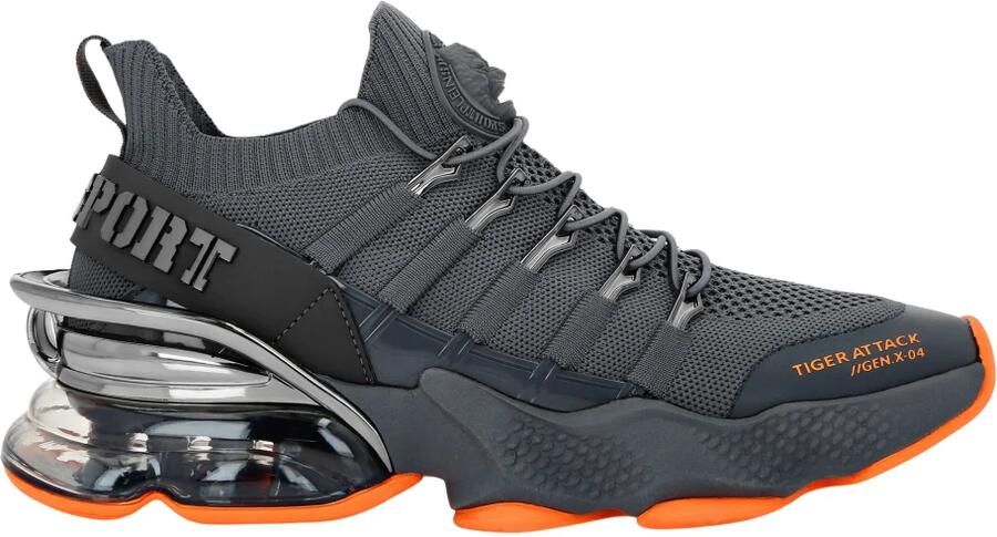 Plein Sport Sneakers laag 'Tiger Attack Gen. X.04' donkergrijs donkeroranje