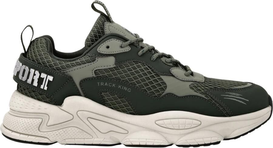 Plein Sport Sneakers laag 'Track King' grijs donkergroen wit