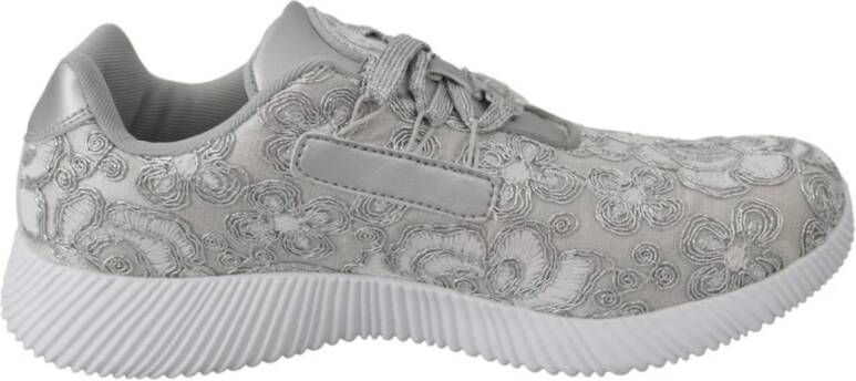 Plein Sport Silver Polyester Runner Joice Sneakers Shoes Grijs