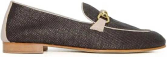 Poesie Veneziane Bruine geweven leren loafers met gouden gesp