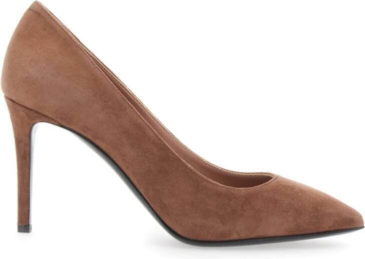 Pollini Bruine Suède Hak Schoenen Vrouwen