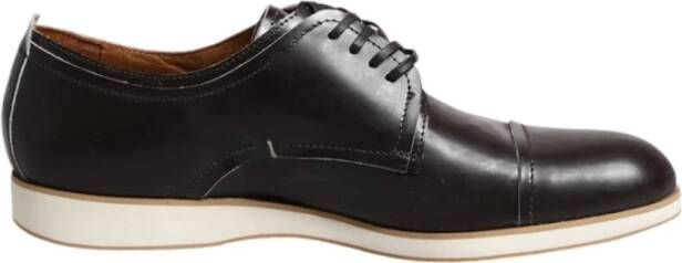Pollini Donkerbruine Leren Derby Schoenen