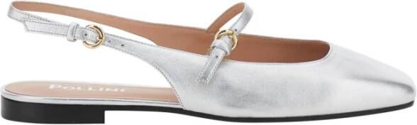 Pollini Grijze Slingback Ballerina Leren Vrouw Gray Dames