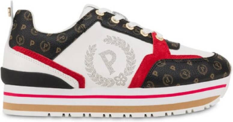 Pollini Heritage Nero Leren Sneakers met Crosta en PVC Details White Dames