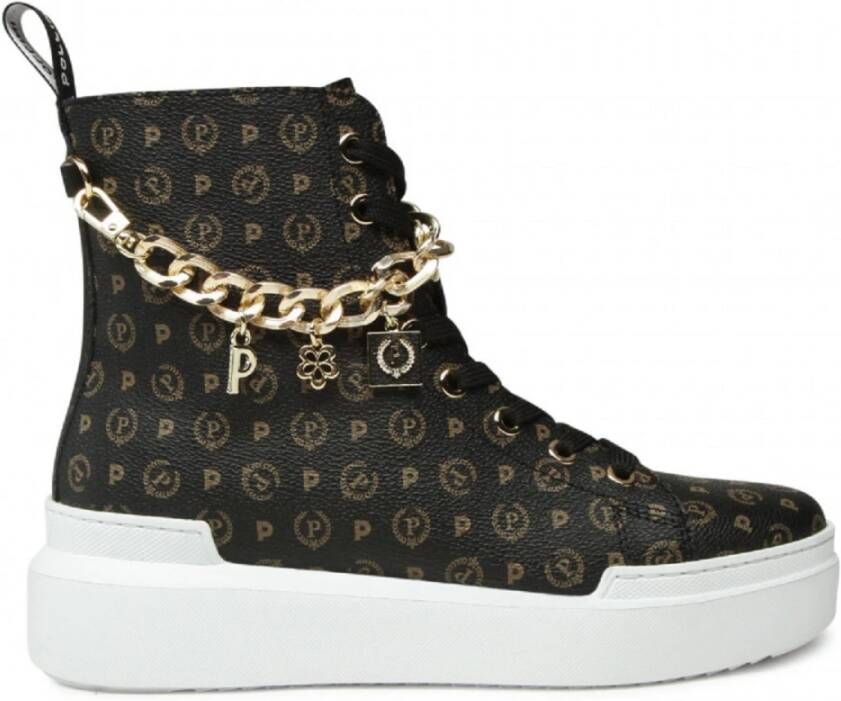 Pollini Hoge Top Sneakers Black Dames