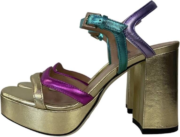 Pollini Multicolor gelamineerde leren sandalen met plateau 40 Meerkleurig Dames