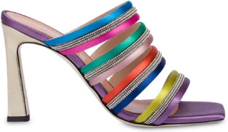 Pollini Multicolor Satijnen en Strass Sandalen Meerkleurig Dames