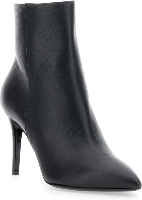 Pollini Zwarte Leren Dames Enkellaarzen