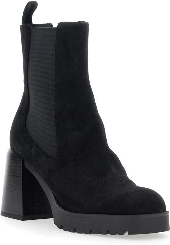Pollini Zwarte Suède Dames Enkellaarzen