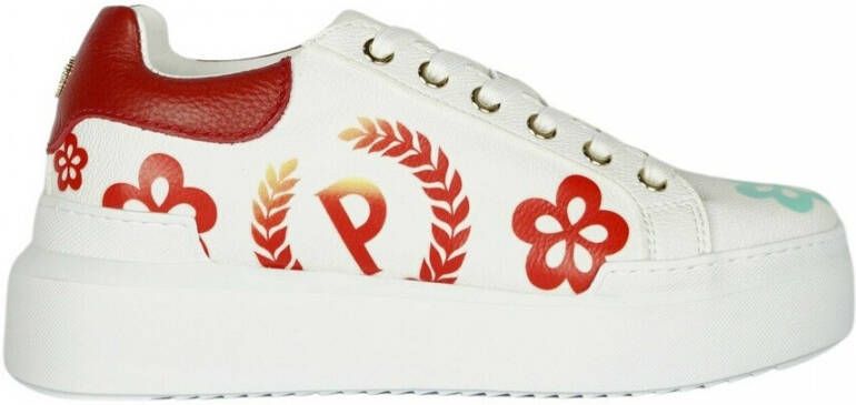 Pollini Dames Sneakers met Bloemenprint White Dames