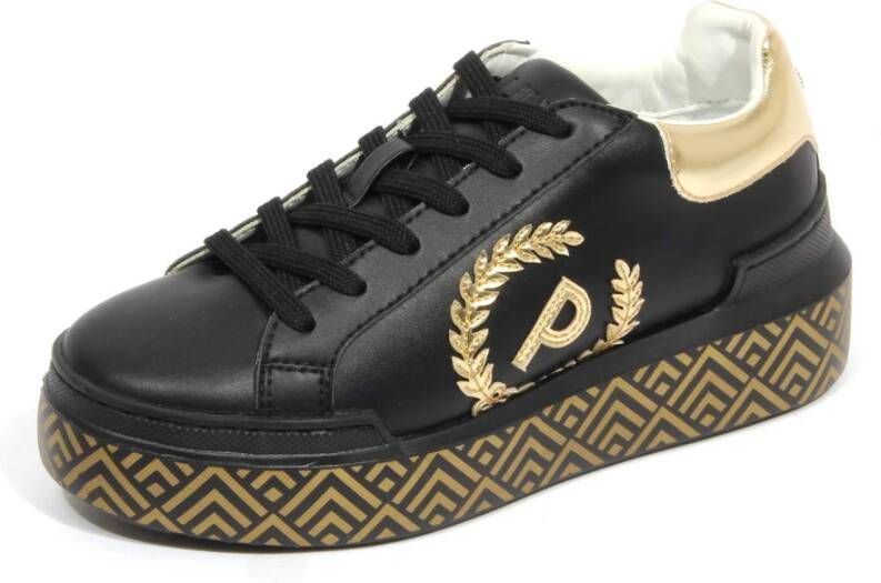 Pollini Veganistische leren schoenen in zwart goud