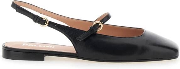 Pollini Zwarte Leren Slingback Ballerina's Black Dames
