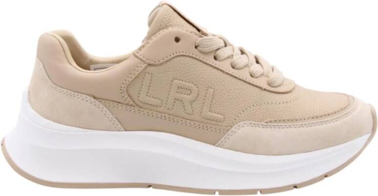 LAUREN RALPH LAUREN Lage Sneakers Dames Franky Maat: 42 Materiaal: Leer Kleur: Beige - Foto 7