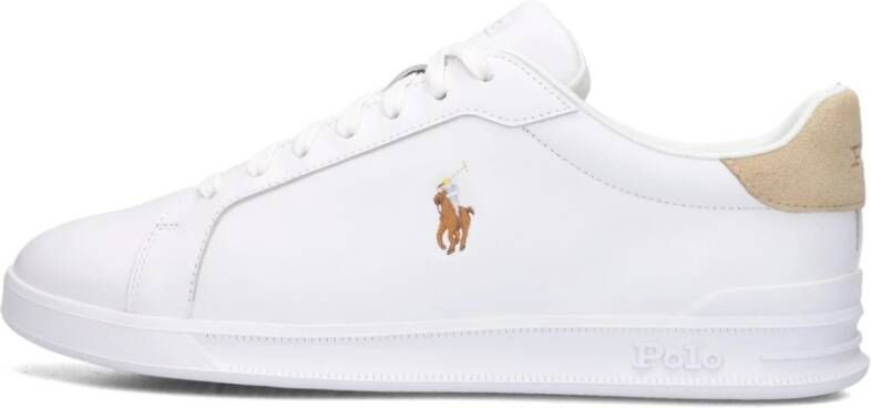 Polo Ralph Lauren Witte lage sneakers met beige hielkap