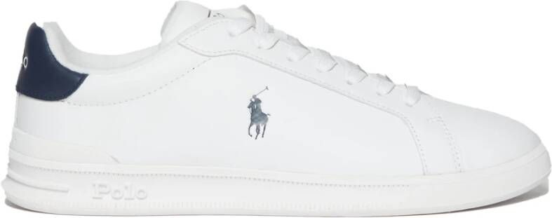 Polo Ralph Lauren Witte leren sneakers met blauwe details