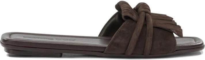 Pomme D'or Suède slide-slippers met knoop- en franjedetail