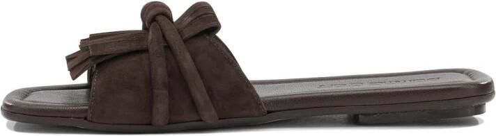 Pomme D'or Suède slide-slippers met knoop- en franjedetail - Foto 5