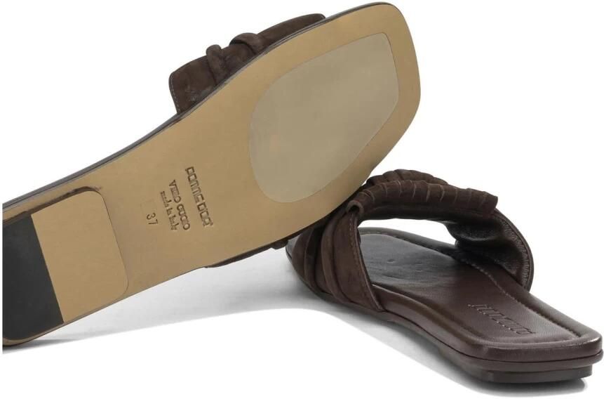 Pomme D'or Suède slide-slippers met knoop- en franjedetail - Foto 2
