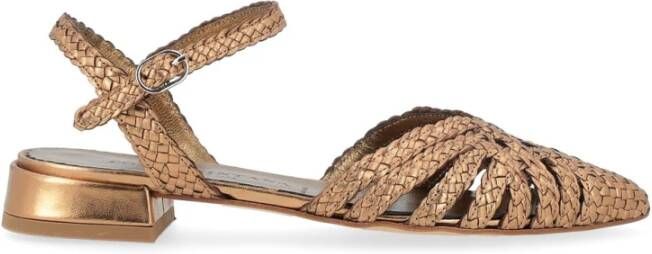 Pons Quintana Bronzen Metallic Geweven Leren Sandaal