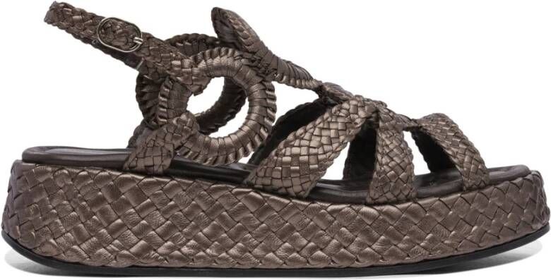 Pons Quintana Bruine Leren Sandalen Stijlvol Zomer Kleding