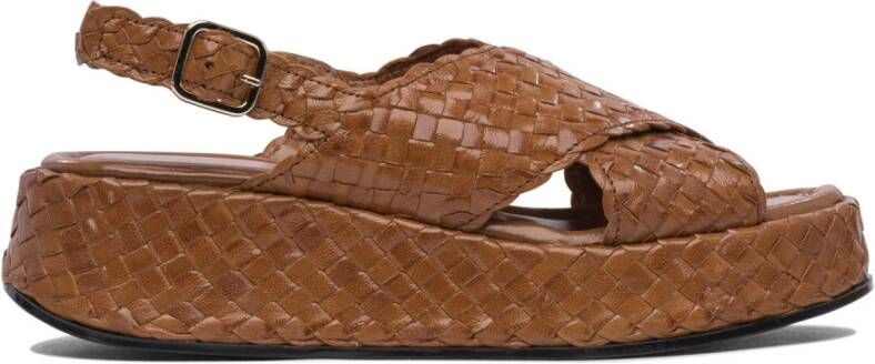 Pons Quintana Bruine Leren Sandalen voor Vrouwen