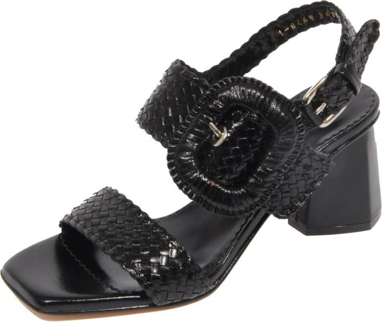 Pons Quintana Gevlochten leren sandalen met hak van 6 cm