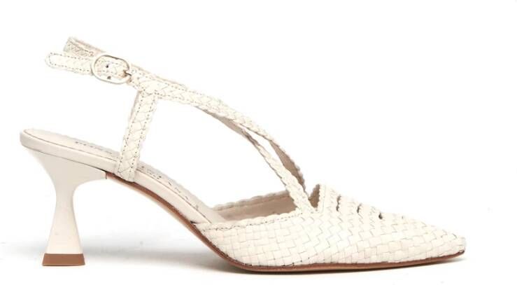 Pons Quintana Geweven leren slingback sandalen White Dames