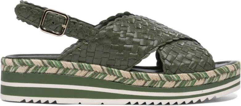 Pons Quintana Groene Leren Sandalen voor Vrouwen