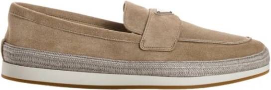 Prada Biarritz Espadrilles Suède Rubber Leer Beige Heren