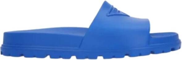 Prada Blauwe Slide Sandalen Blauw Heren