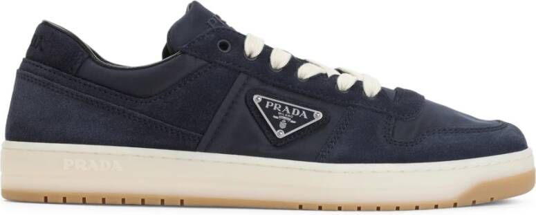 Prada Blauwe Suède Leren Sneakers