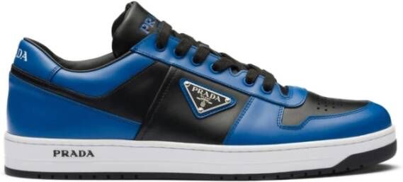 Prada Blauwe Triangle-Logo Sneakers Downtown Stijl