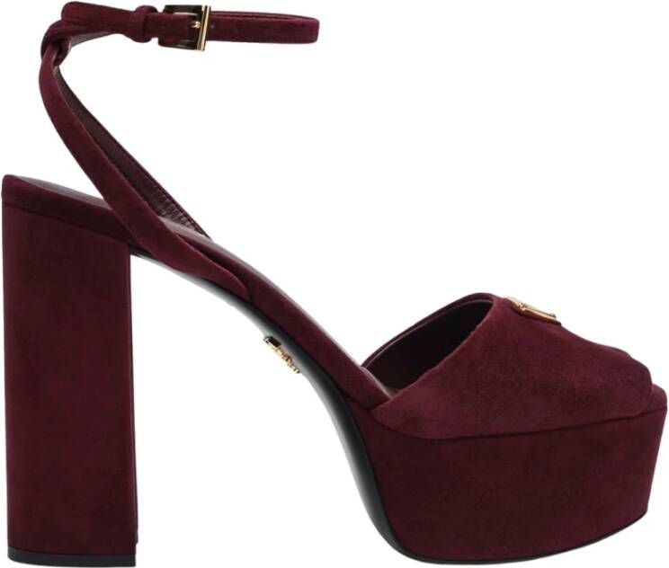 Prada Bordeaux Hoge Hakken Pumps