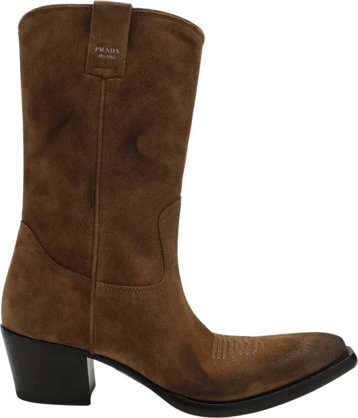 Prada Bruine Mid Boots met Stivale Medio