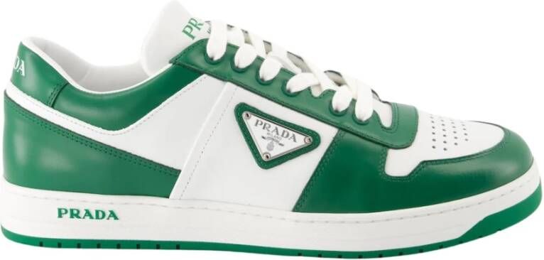 Prada Downtown Bicolor Leren Sneakers Green Heren