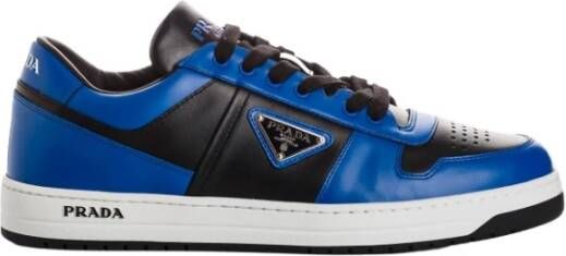 Prada Downtown Sportieve Retro Leren Sneakers Blue Heren
